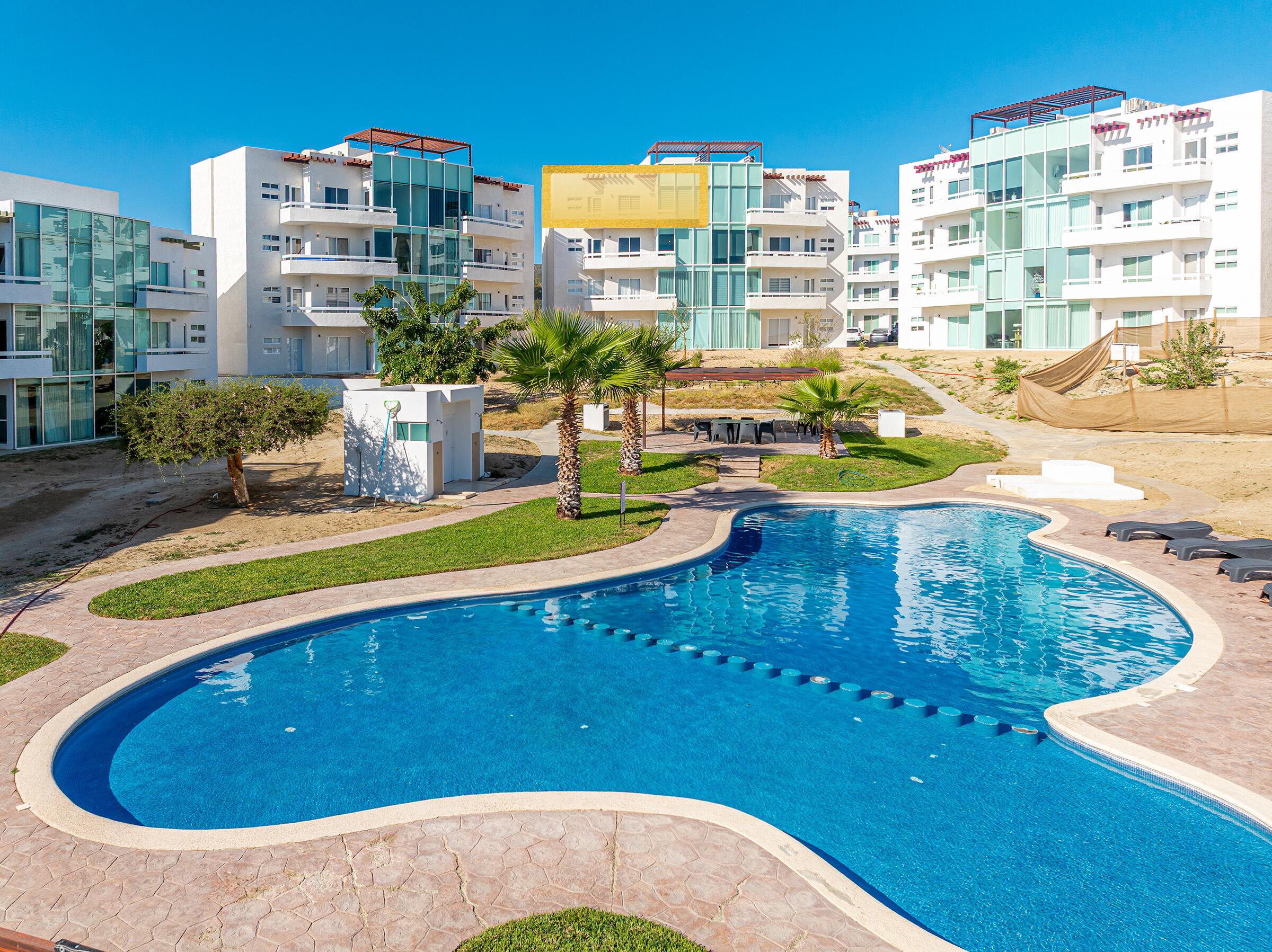 Los Cabos Ventanas Charming Penthouse located within the community of Ventanas del Cortés, situated in El Tezal, Cabo San Lucas. This 2-bedroom, 2-bath condo offers a rooftop with incredible for sale