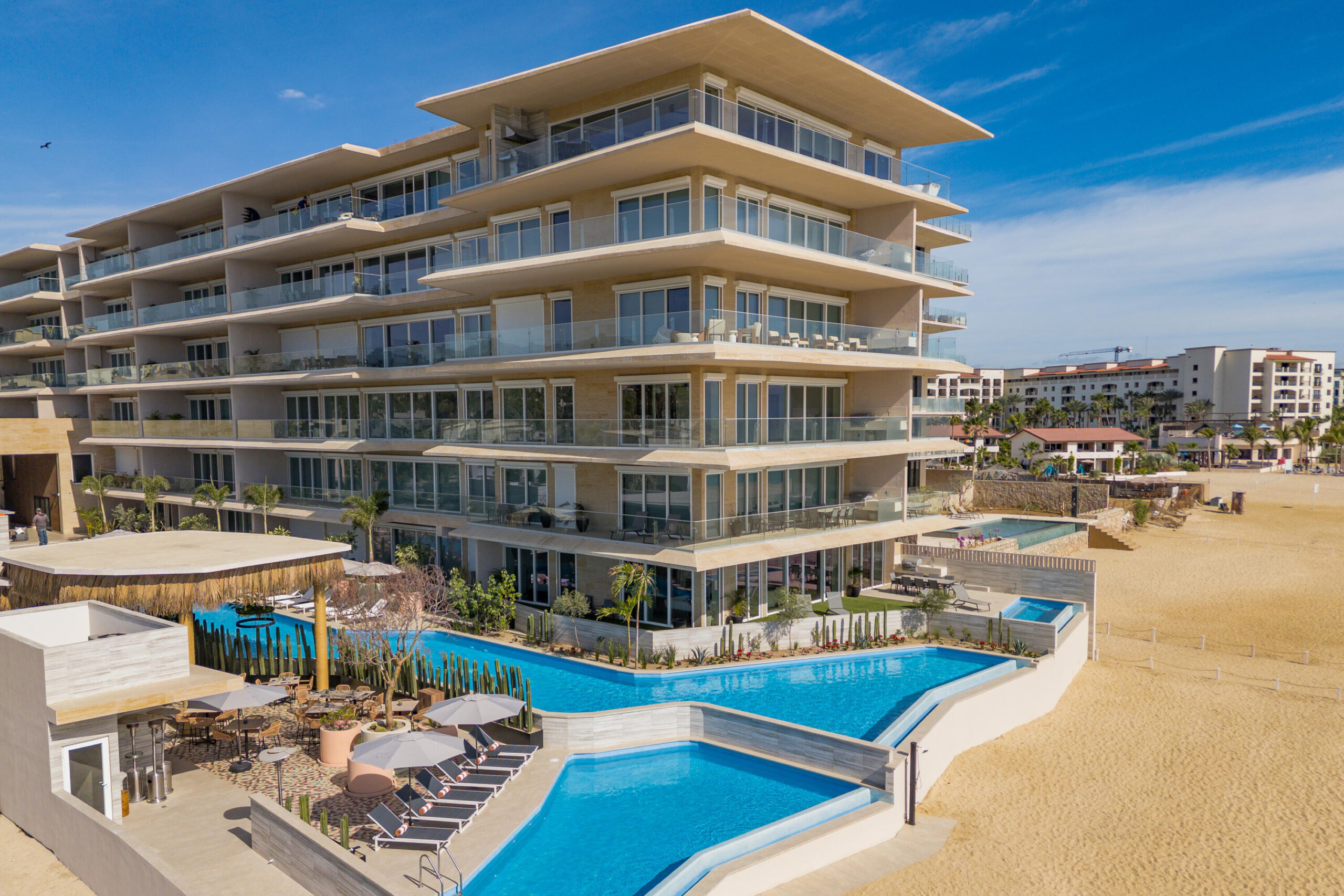 Los Cabos Club La Costa Beautifully renovated two-story penthouse in the highly coveted Club La Costa community. Ideally located just steps from restaurants, shopping, Plaza Pescador, and the Art District, and only a 3-minute walk to the beach. This pristine condo offers beautiful golf course and mountain for sale