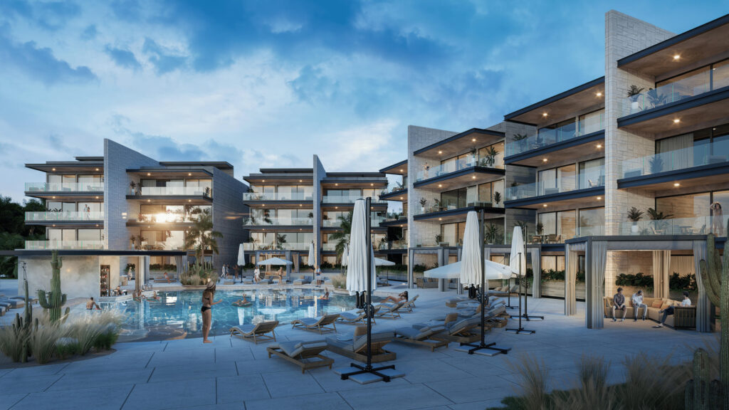 Los Cabos Club La Costa This beautiful corner Penthouse is located in the highly desirable Club La Costa Phase 3 community and comes fully furnished. its prime location allow you to walk to the beach, supermarket, and a variety of restaurants all just steps away. The main floor features two full bathrooms and an open -plan living and dining area with a modern kitchen. Large sliding doors lead to a spacious terrace overlooking the golf course, perfect for relaxing or entertaining. A convenient storage room is also located on this level. Upstairs, you'll find two generously sized bedrooms and two full bathrooms. The master suite includes a large private terrace with stunning golf course – Aromi Residences, Cabo Corridor, Cabo Corridor, BS