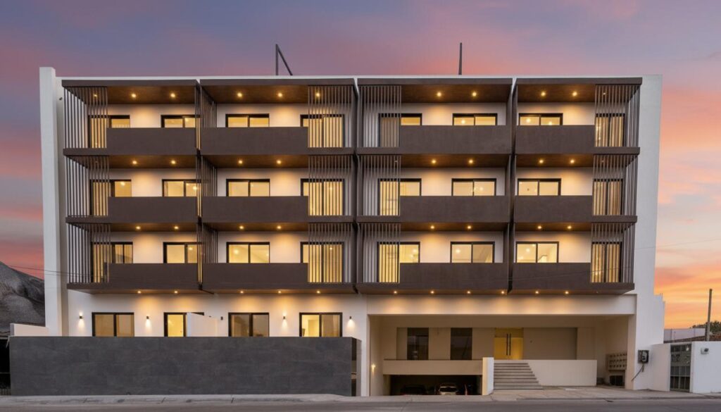 Los Cabos Centro-Sjd Discover Providence Urban Living Condos, in the heart of San José del Cabo. Unit A-202, a beautifully designed 2-bedroom, 2-bath condominium offering 93.30 SqMt interior space. This brand-new residence features a fully equipped kitchen with appliances included, sleek finishes, and A/C (mini-splits). Exclusive amenities of Providence: spacious rooftop terrace with panoramic – Idelfonso Green, Av Centenario, San Jose del Cabo, BS