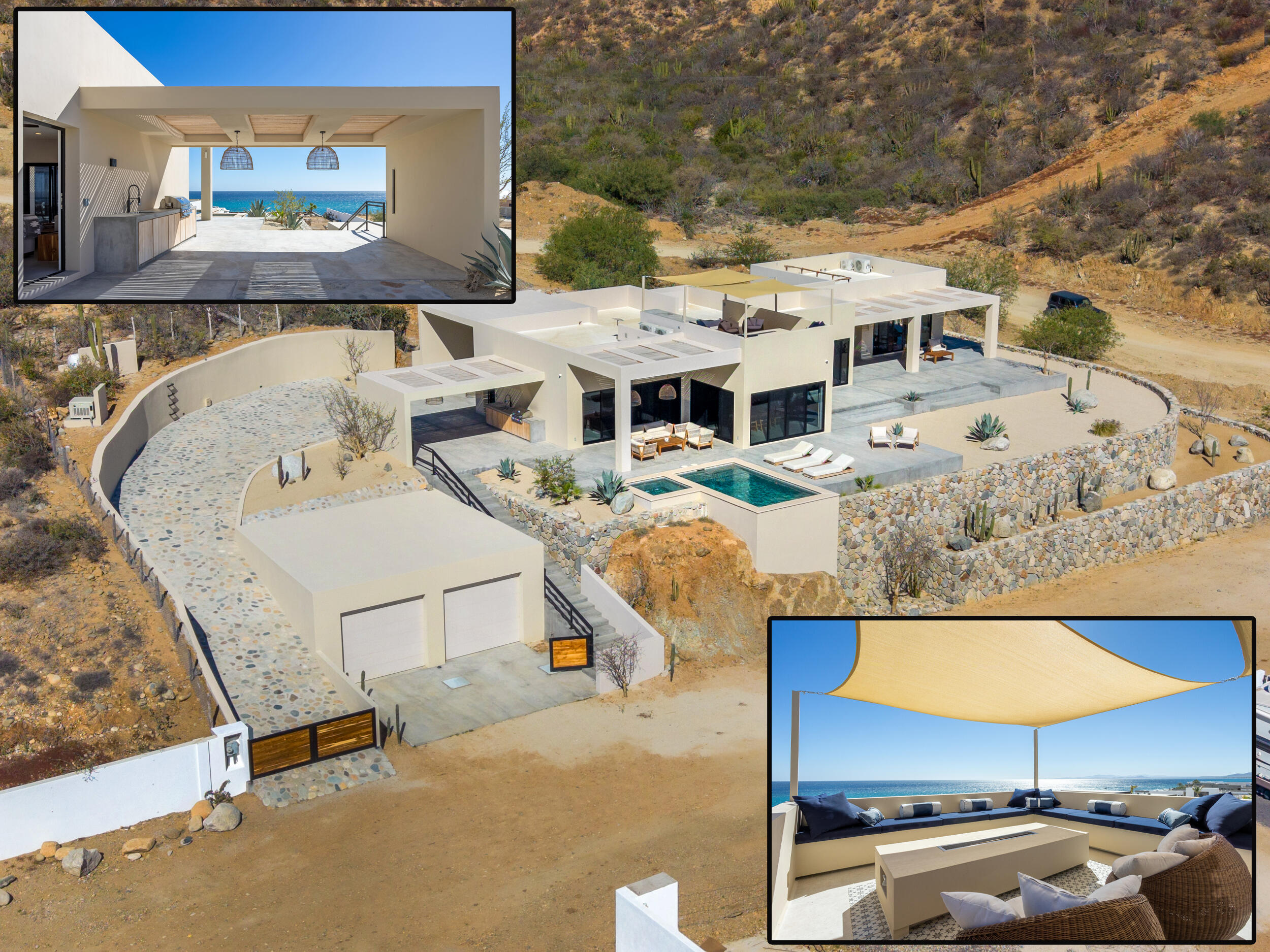 Los Cabos La Noria One of the first homes built in La Noria, within the amenity rich development of Puerto Los Cabos, this very unique two bedroom, two bath home, followed the Hacienda style's original design guidelines, with a large entry courtyard, rooms to the sides and opening to the main living area, kitchen and outdoor patio/deck.The initial concept and plans were designed with a third bedroom in mind, to be built at a different time, yet the functionality of the two bedroom house ended up suiting its owners well and thus house did not grow within the still remaining buildable area of the homesite.Subsequently, a second design concept was planned, to build a second level master bedroom with panoramic for sale