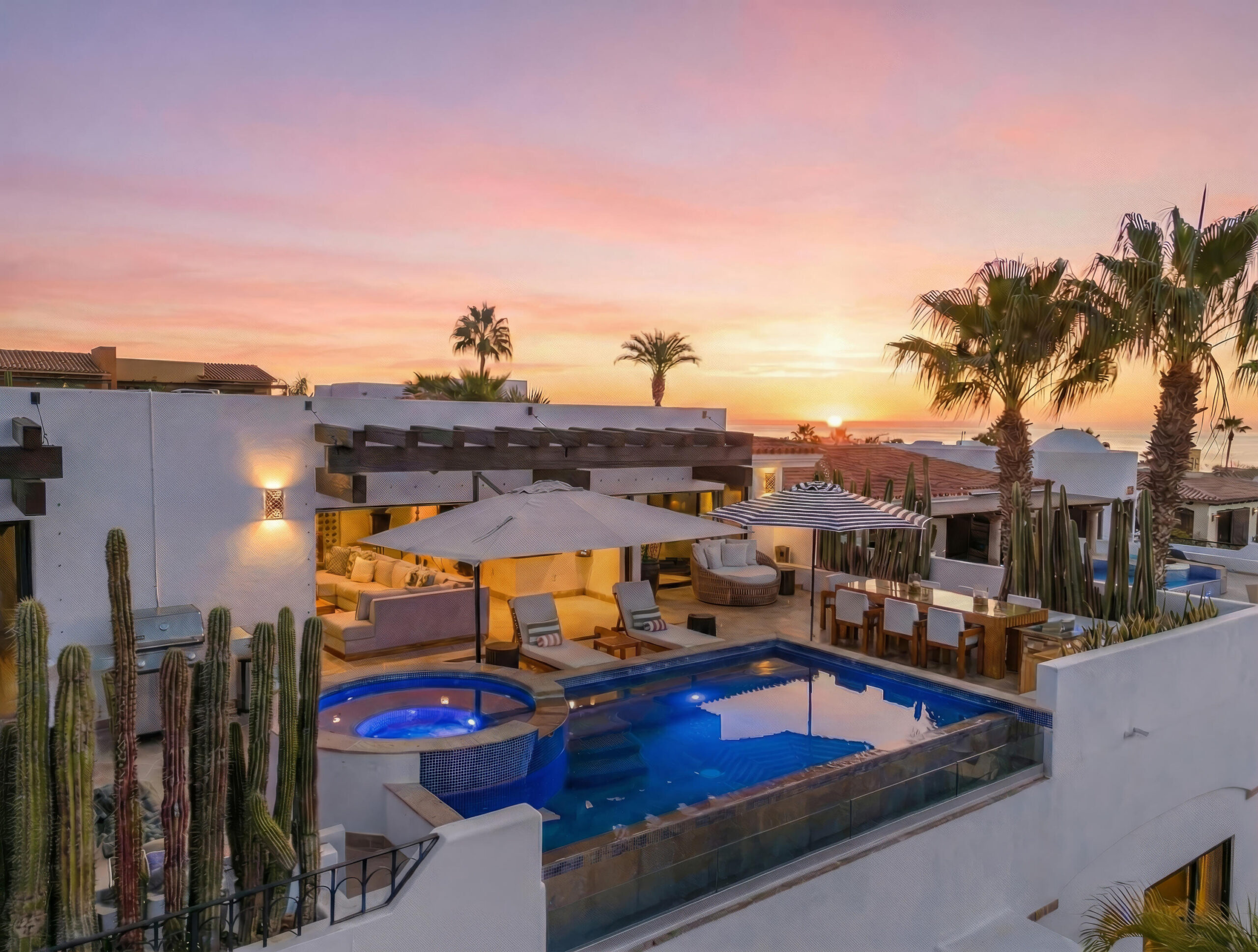 Los Cabos Pedregal Csl CASA SUNSHINE - A rare opportunity to own an exceptional home in the prestigious gated community of Pedregal, Cabo San Lucas. This stunning 5-bedroom, 4-bathroom residence features an office and multiple terraces with breathtaking bay and ocean for sale