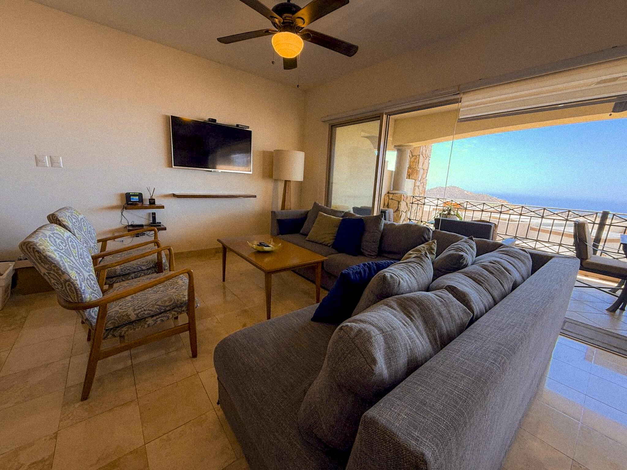 Los Cabos Vista Vela Iii 2-bedroom condo with a functional layout and spacious interiors, located in one of the fastest-growing areas of Cabo San Lucas.The unit features an open-concept living and dining area, kitchen with a central island, and direct access to a private terrace, ideal for indoor-outdoor living. The primary bedroom includes a full bathroom and walk-in closet, while the secondary bedroom also offers its own private bathroom, ensuring comfort and privacy.Amenities:5 swimming poolsFully equipped fitness centerSpa with saunaClubhouse with BBQ areaPadel courtLandscaped gardens and green areasFire pit and outdoor social areas24/7 gated securityControlled accessIdeal as an investment or full-time residence for sale