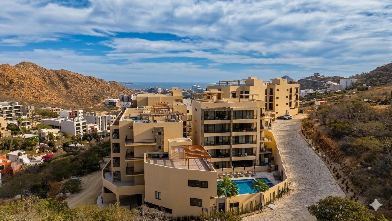 Los Cabos Vista Mare Condo for sale at Vista Mare, Cabo San Lucas, located on the second level with ocean and mountain for sale